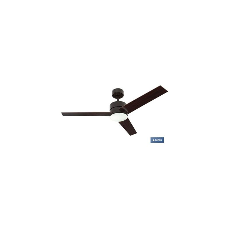 foto del prodotto cofan ventilatore da soffitto led bianco dimmerabile 55w 3cct 1800lm ip20 132x32 42cm colore marrone e nero