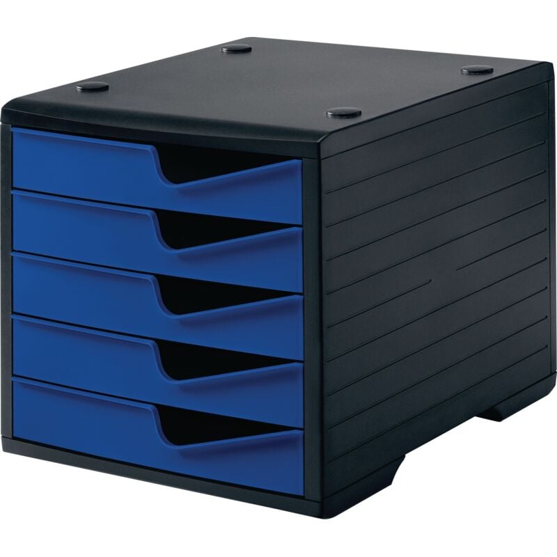 foto del prodotto coffre de rangement 5 tiroirs polystyrène noir bleu h255xl270xp340mm styro