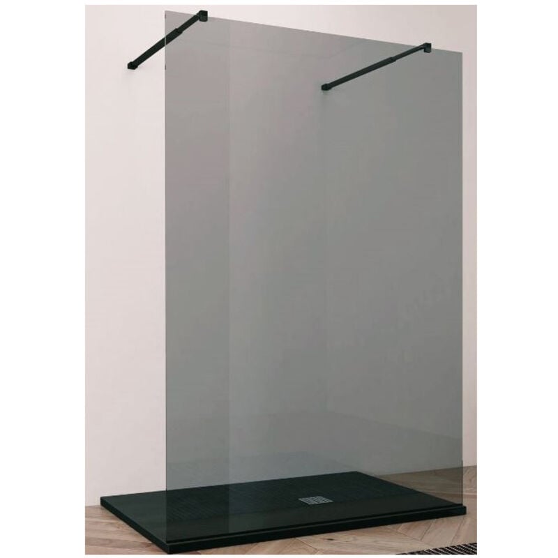 foto del prodotto colavene box doccia walk in vetro fum 8mm h200 sutera finitura nero misure 130