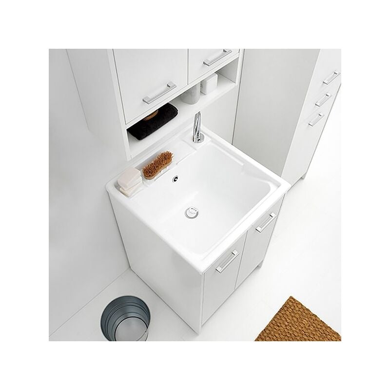 foto del prodotto colavene domestica lavapanni completo 60 x 60 x h.86 cm. bianco con tavola di lavaggio dl6060b