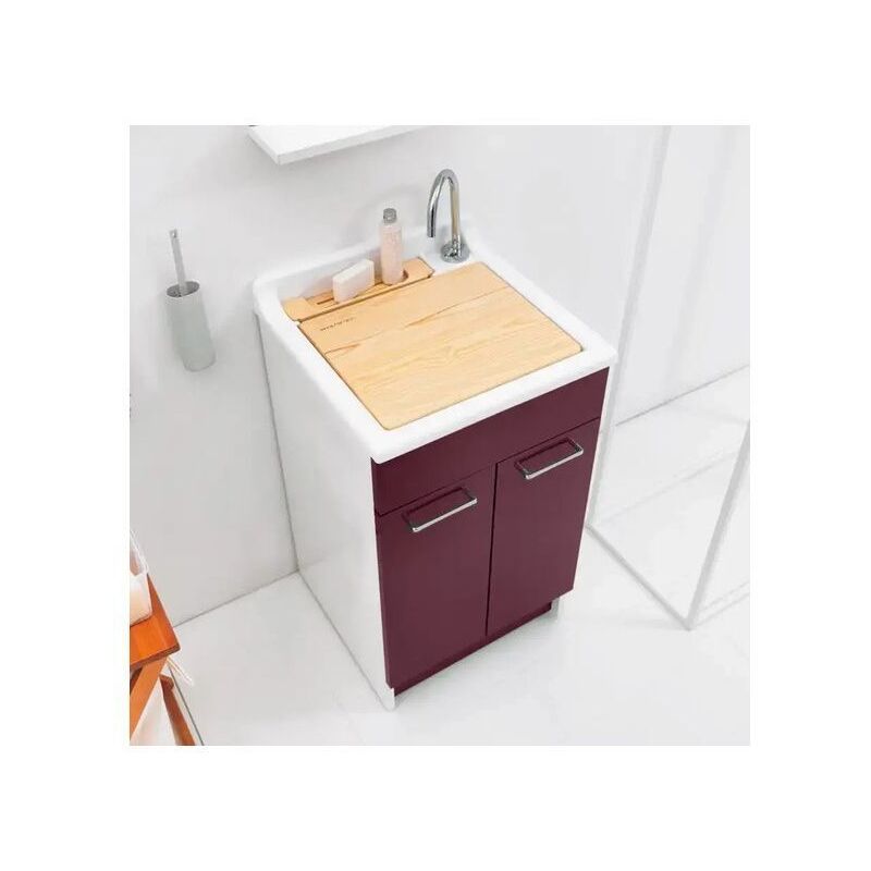 foto del prodotto colavene lavatoio swash 2 ante con asse lavapanni 50x45x86 melanzana 24130m
