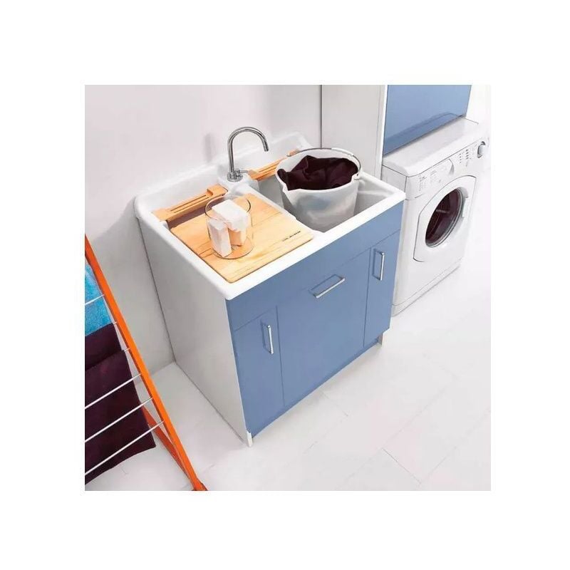 foto del prodotto colavene lavatoio twist con cesto e asse lavapanni 80x60x89 celeste 24080d