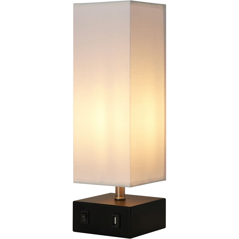 foto del prodotto colette table lampada con porta usb integrata, tonalit quadrata leggera e bianca, illuminazione moderna per soggiorno, camera da letto o sala da