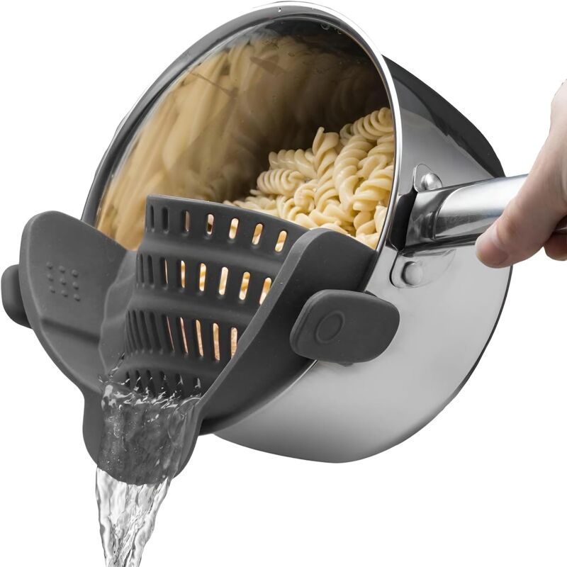foto del prodotto colino da cucina in silicone, scolapasta pieghevole, adatto a tutte le pentole e padelle, perfetto per scolare pasta, verdure e frutta