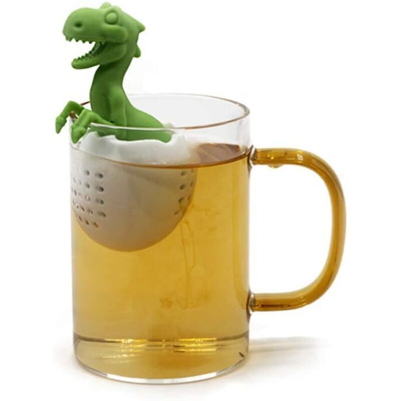 foto del prodotto colino da tè, filtro da tè in silicone a forma di dinosauro, infusore per tè, colino riutilizzabile per bustine di tè verde - sollbry