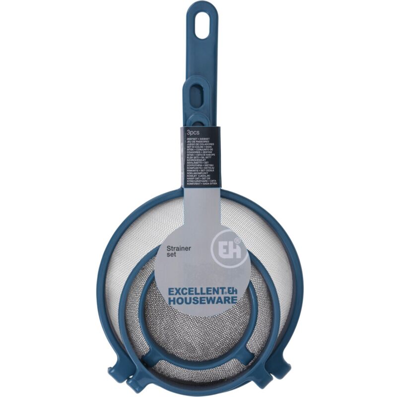 foto del prodotto colino in acciaio inox per setaccio prodotti cucina set da 3 blu