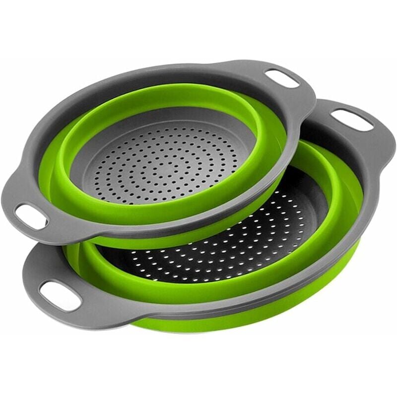 foto del prodotto colino pieghevole 2 pezzi parti del colino pieghevole colino pieghevole in silicone colino da cucina tidy pasta passa verde 
