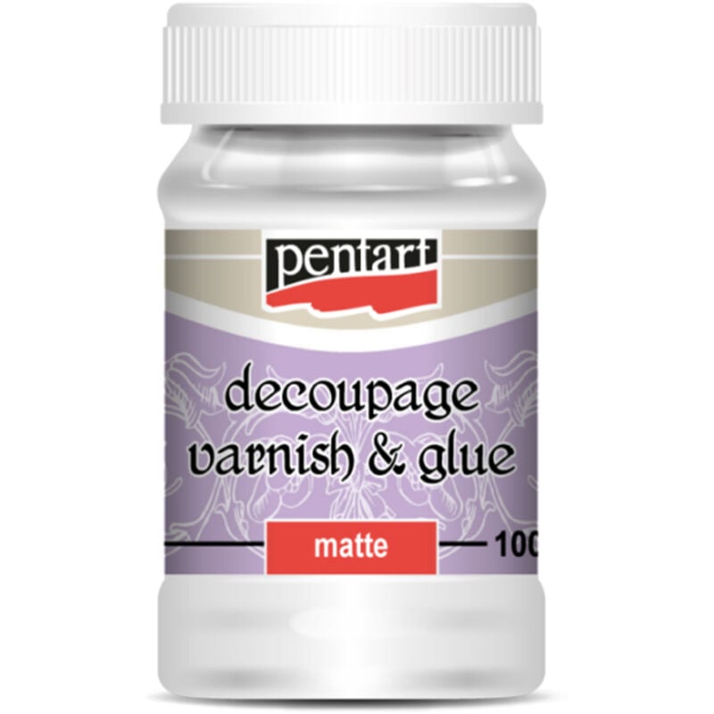 foto del prodotto colla ad acqua con vernice decoupage 2in1 vernice opaca tovaglioli pentart 100ml