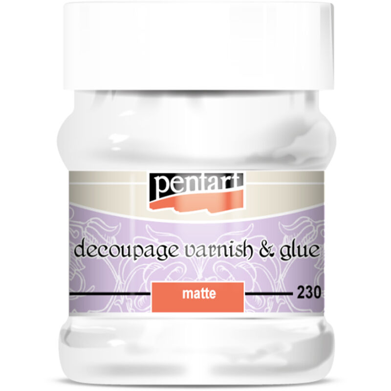 foto del prodotto colla ad acqua con vernice decoupage 2in1 vernice opaca tovaglioli pentart 230ml