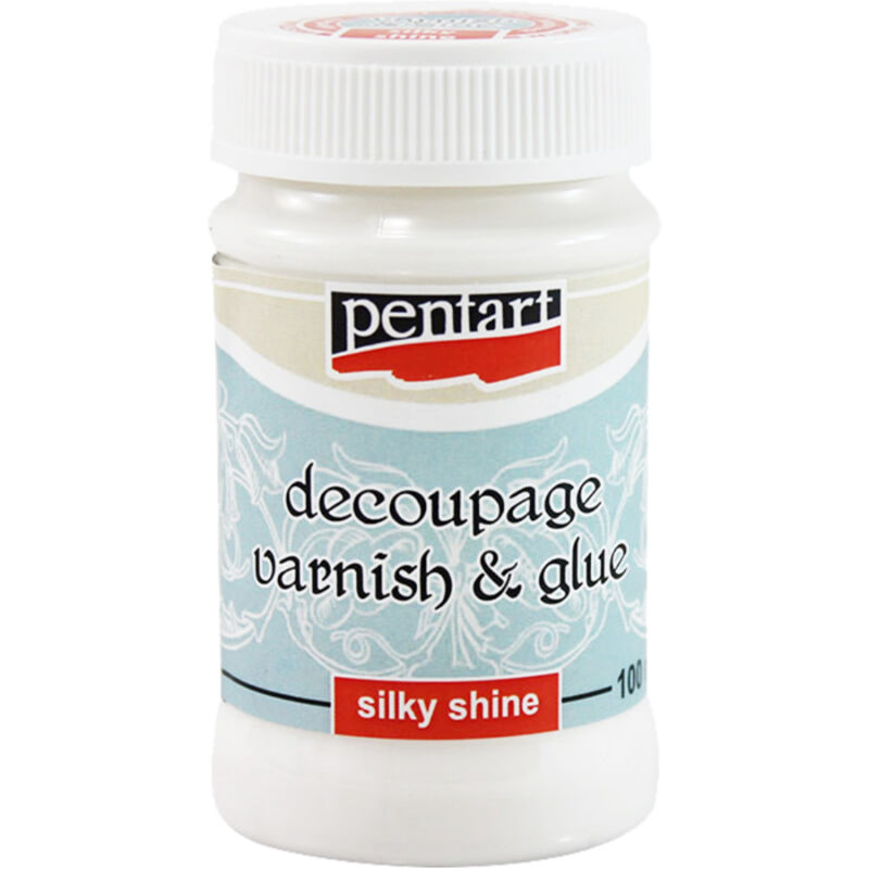 foto del prodotto colla ad acqua con vernice decoupage 2in1 vernice satinata tovaglioli pentart 100ml