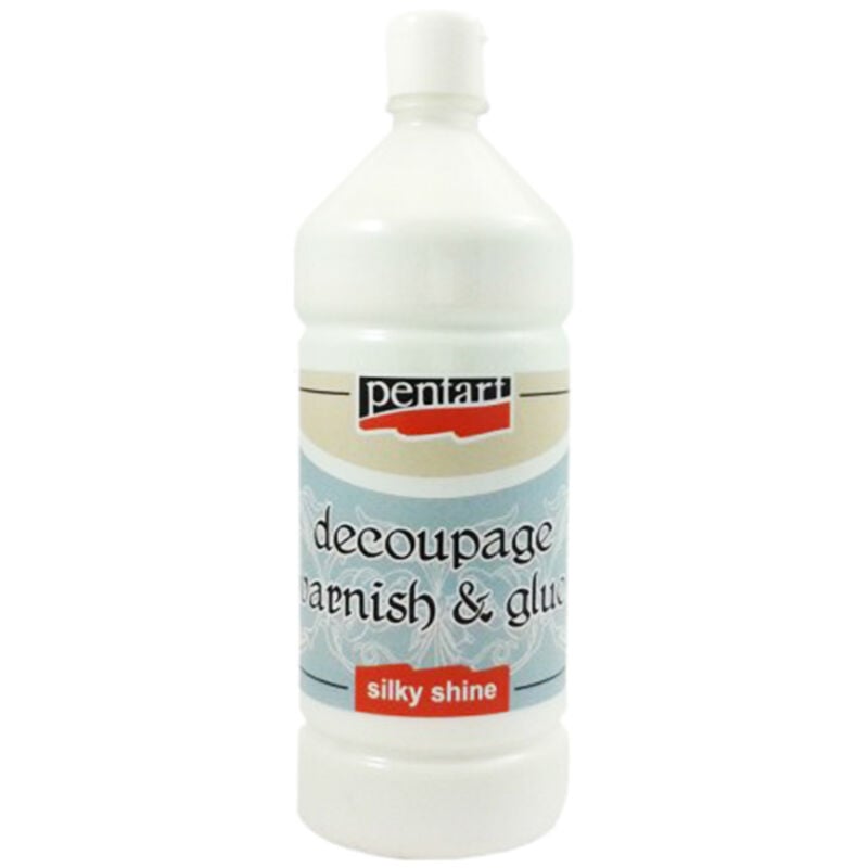 foto del prodotto colla ad acqua con vernice decoupage 2in1 vernice satinata tovaglioli pentart 1l