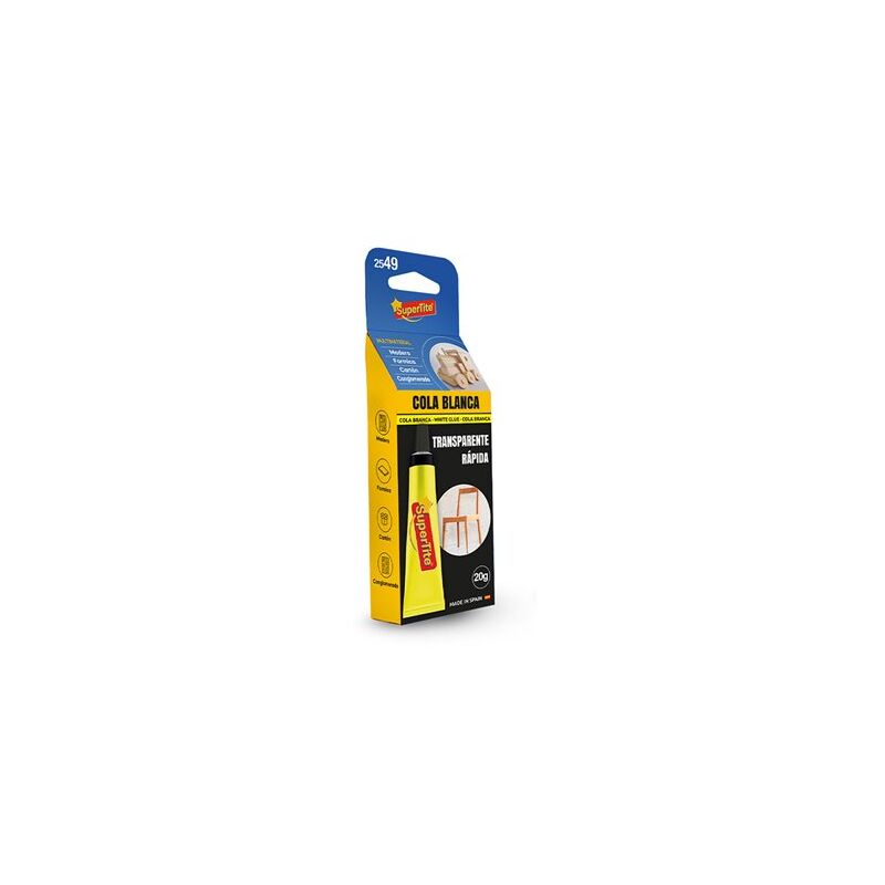 foto del prodotto colla bianca ad alta resistenza e asciugatura rapida con finitura trasparente per legno, cartone, formica e truciolato 20g super