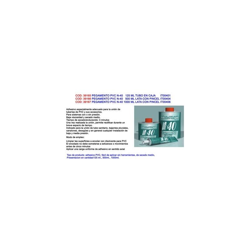 foto del prodotto colla pvc n 40 tubo da 125 ml it00401