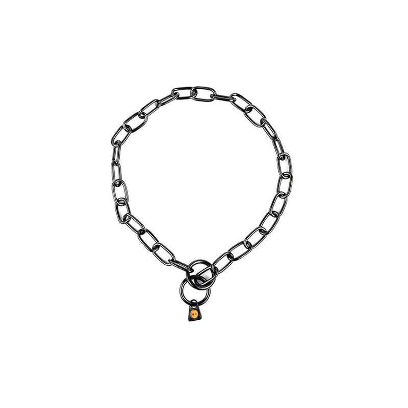 foto del prodotto collana a catena in acciaio inox nero 3mm x 67cm. corto stabilone