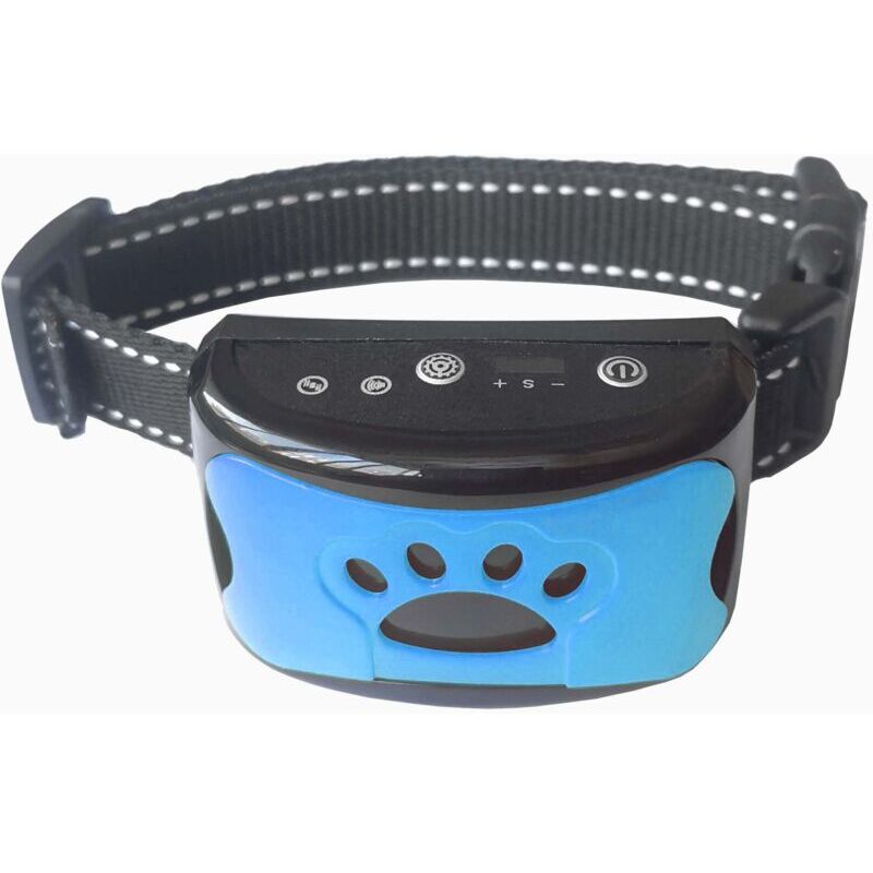 foto del prodotto collare antiabbaio ricaricabile blu per cani, collare da addestramento per cani di piccola, media e grande taglia con 2 modalit di vibrazione e