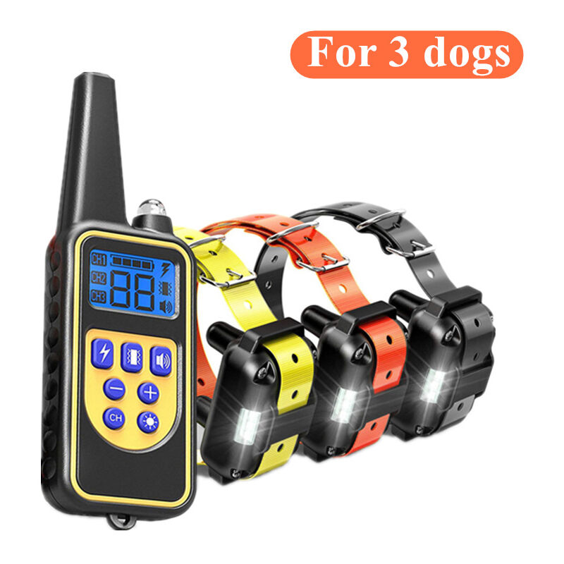foto del prodotto collare antiurto per cani confezione da 3 collare da addestramento per cani con telecomando, collare elettronico impermeabile ip65 con leggera