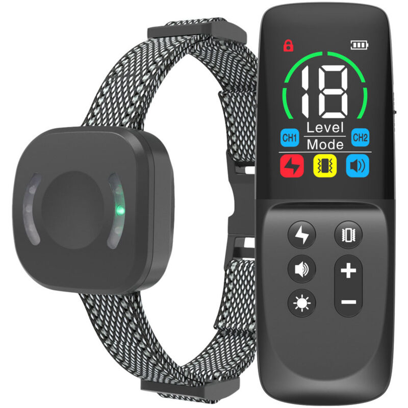foto del prodotto collare da addestramento per cani con telecomando, 4 modalit di addestramento, blocco di sicurezza, collare elettronico ricaricabile, collare da