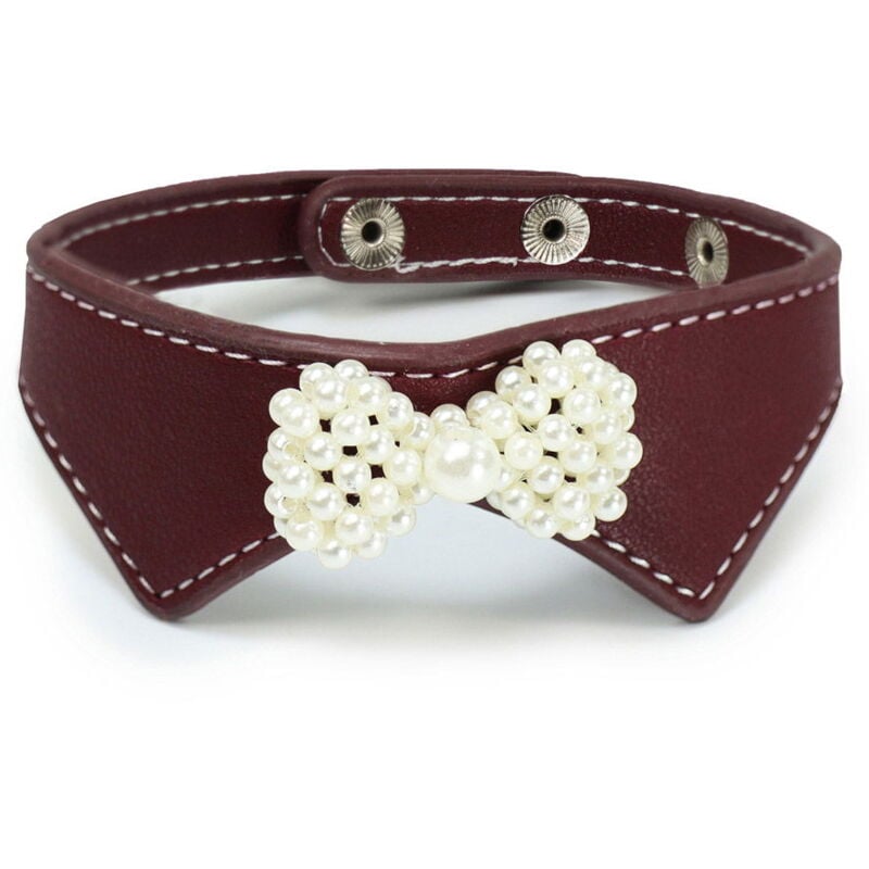 foto del prodotto collare decorativo in similpelle con perline modello gentleman per cani