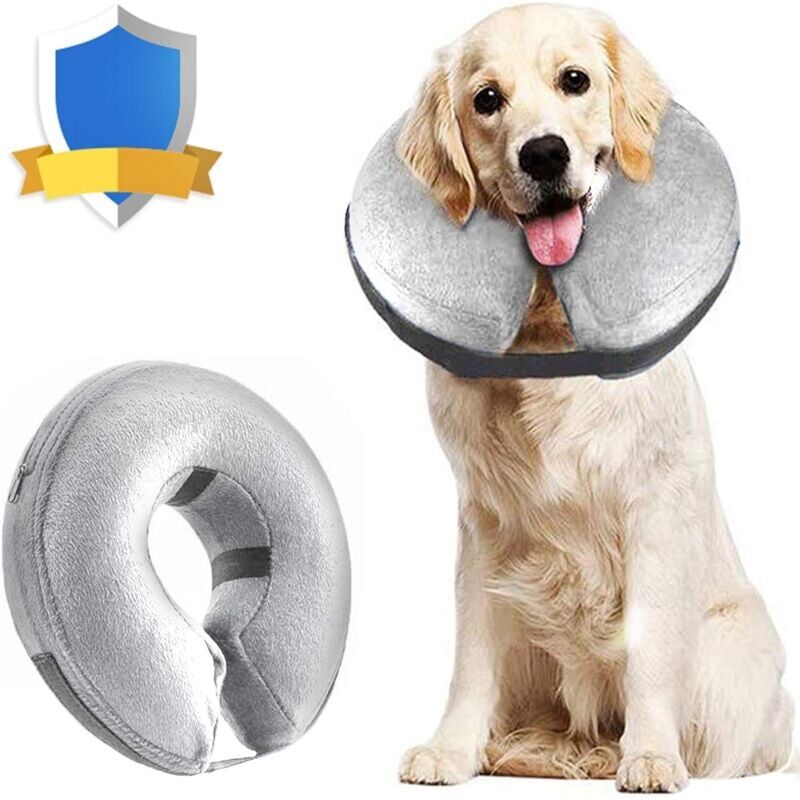 foto del prodotto collare di recupero gonfiabile confortevole collare protettivo per cani e gatti, regolabile, lavabile xl 