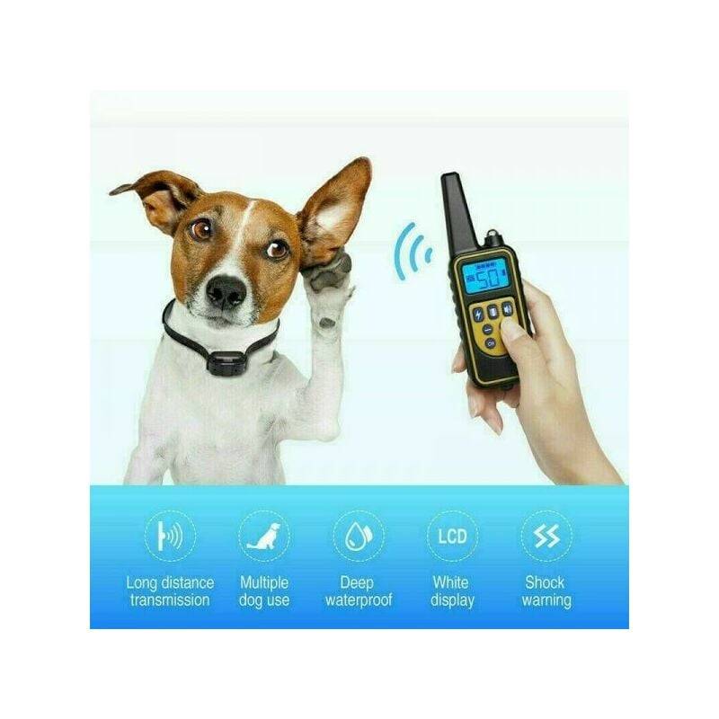 foto del prodotto collare impermeabile telecomando addestramento cani scossa elettrico lcd