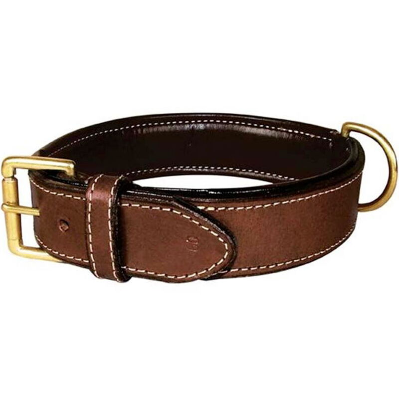 foto del prodotto collare in cuoio marrone con fibbia in metallo modello haute finition per cani collare marrone 2,7 x 45 cm