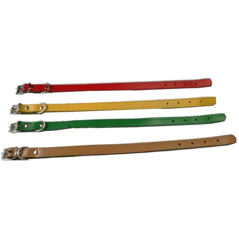 foto del prodotto collare in cuoio per cani cane cm 44x2 collarino colori assortiti