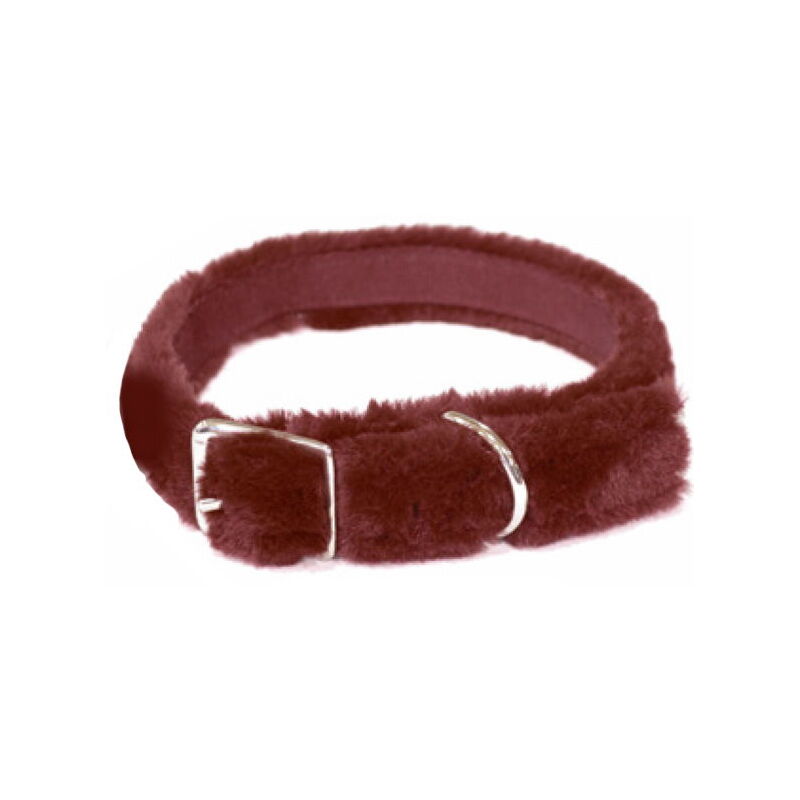 foto del prodotto collare in eco pelliccia con fibbie in metallo modello plushie burgundy per cani 2x40 cm