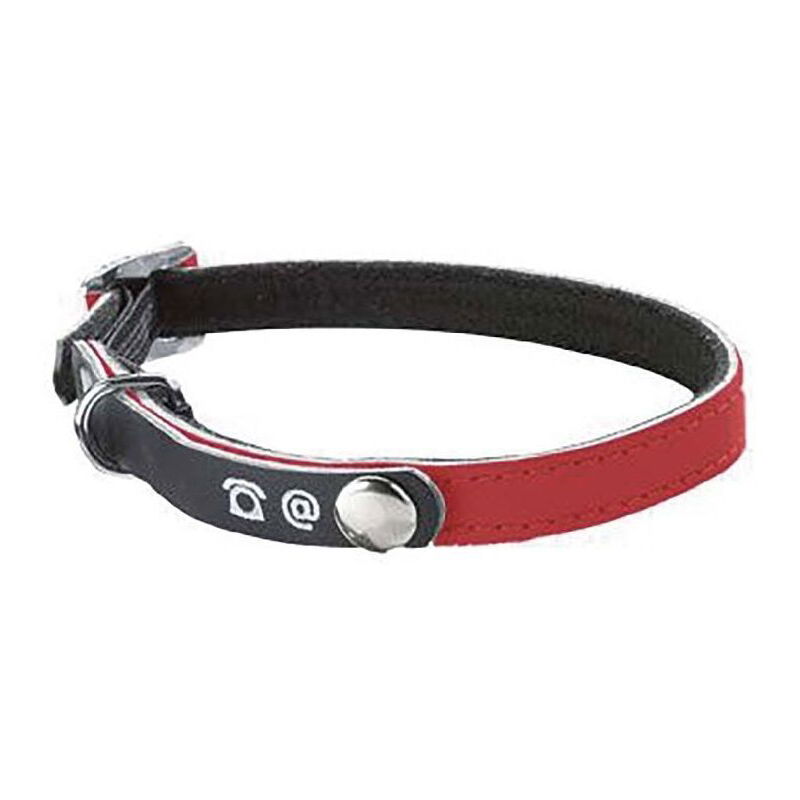 foto del prodotto collare in nylon rosso riflettente con porta indirizzo per gatti