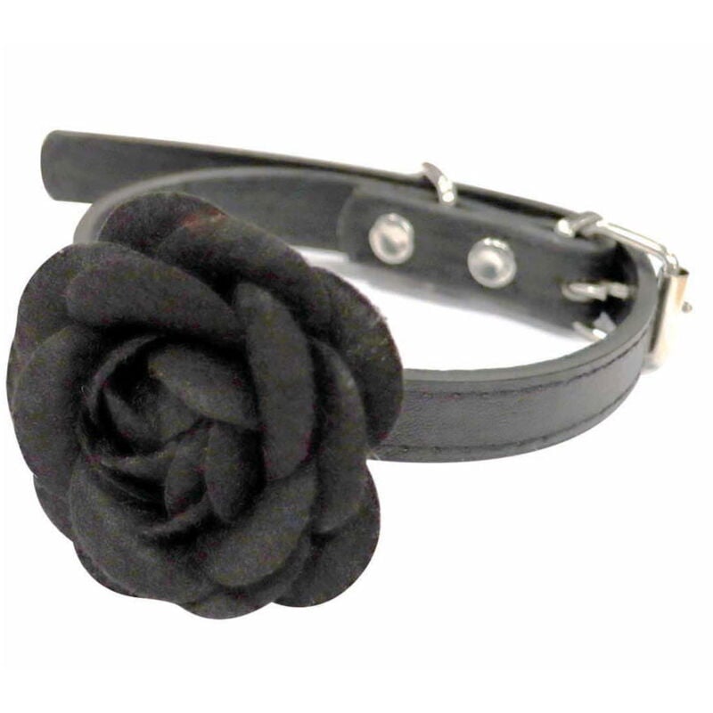 foto del prodotto collare in similpelle rose nero per cani collare 1,5 x 38 cm