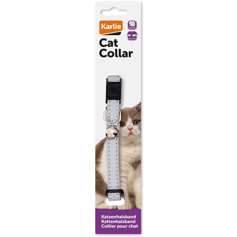 foto del prodotto collare k f per gatti 10 mm 30 cm, argento riflettente