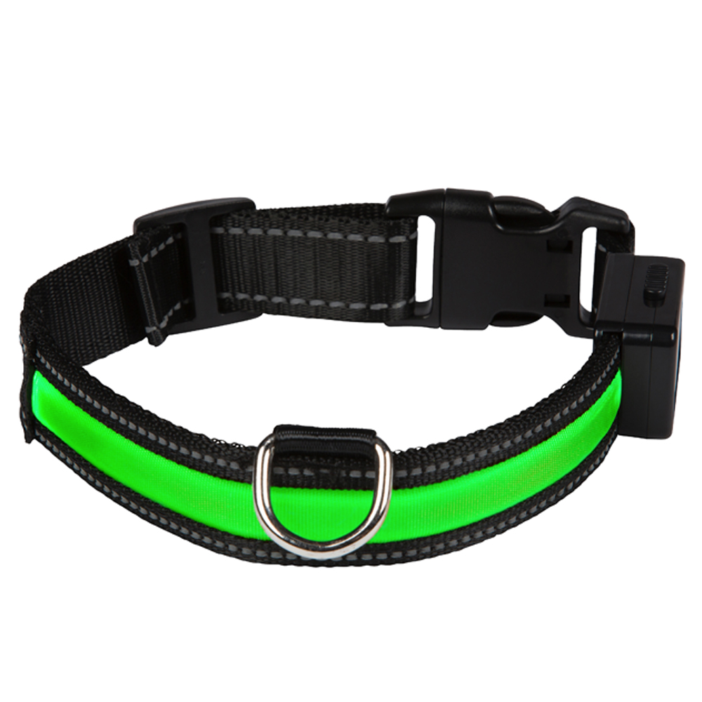 foto del prodotto collare luminoso a led eyenimal, verde tg. m circonferenza 45 55 cm x h 2,5 cm