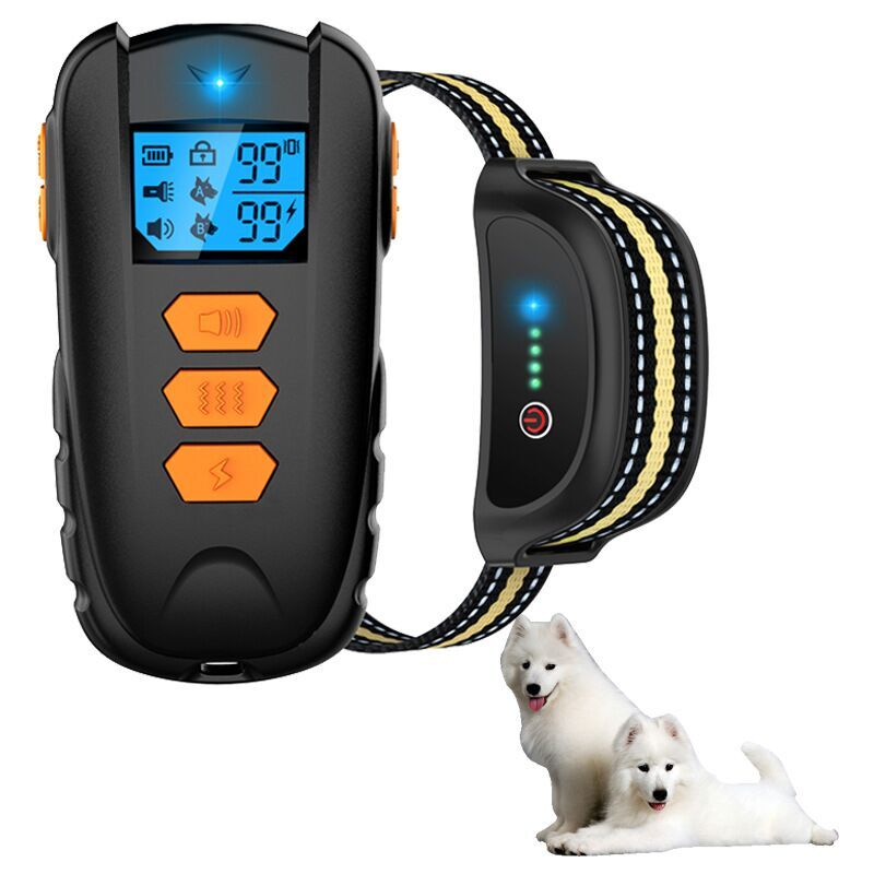 foto del prodotto collare per addestramento cani con telecomando da 1650 piedi, collare per cani impermeabile ipx7 con segnale acustico, vibrazione, scossa, livello di