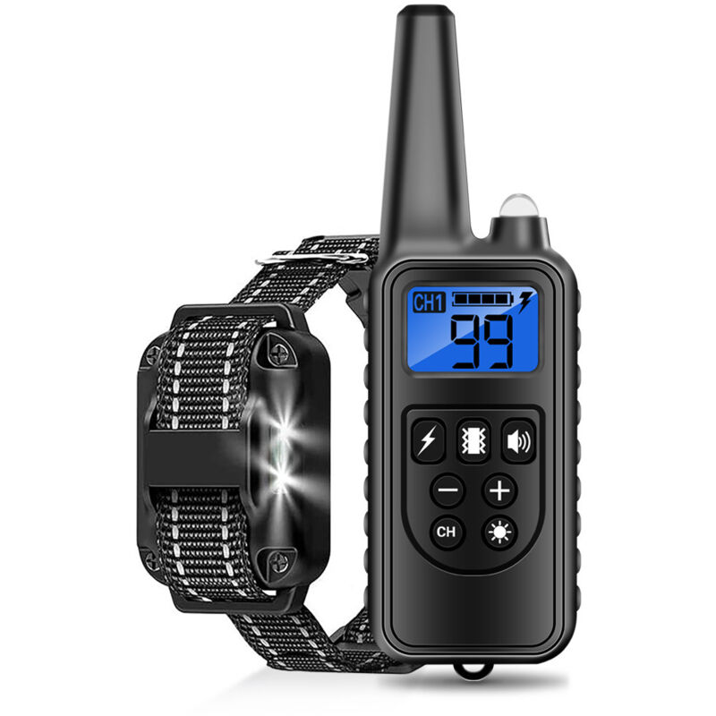 foto del prodotto collare per addestramento cani telecomando da 900 m, 3 modalit , segnale acustico, vibrazione, scossa istruzione positiva e ricaricabile per cani