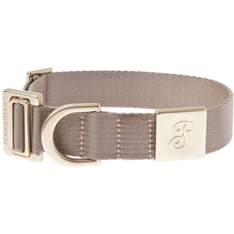 foto del prodotto collare per cani con passante di regolazione e anello in zamak satinato modello mida medium 32 48 cm beige
