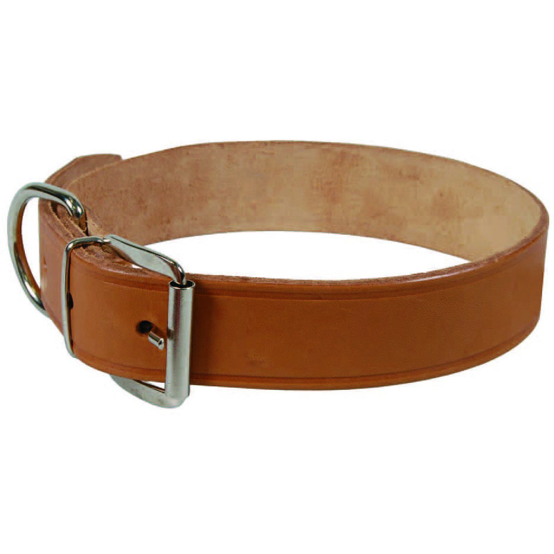 foto del prodotto collare per cani cuoio extra naturale con finta cucitura cm.37x1,6 cuoio naturale