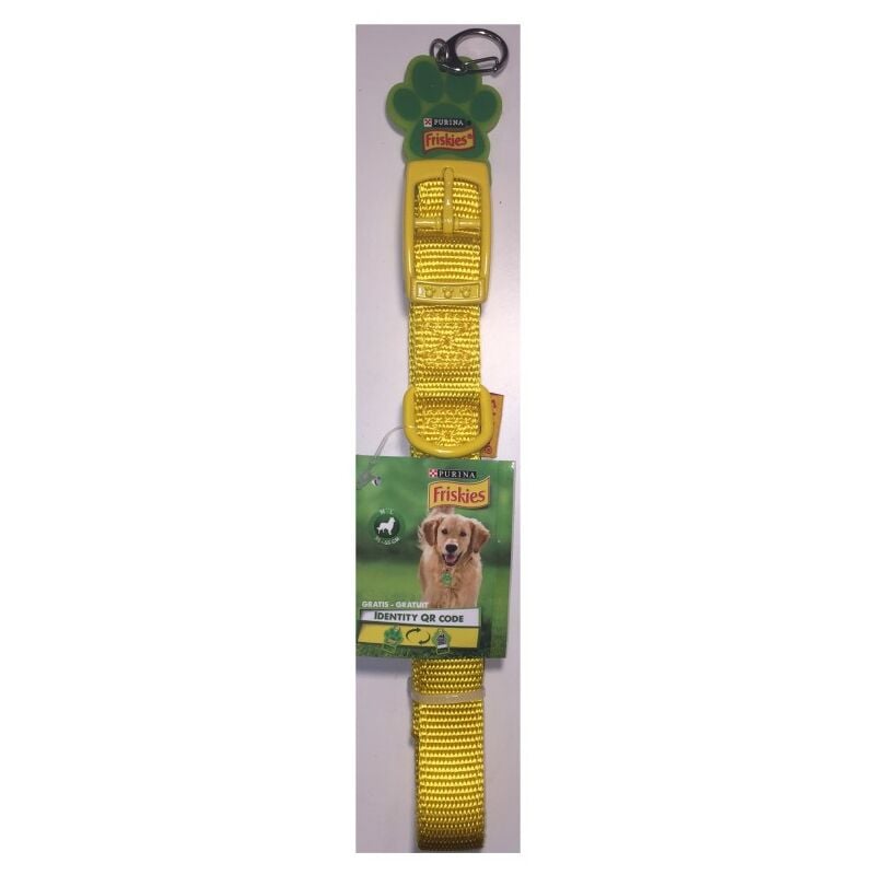foto del prodotto collare per cani giallo taglia ml 35 55 cm codice qr friskies purina