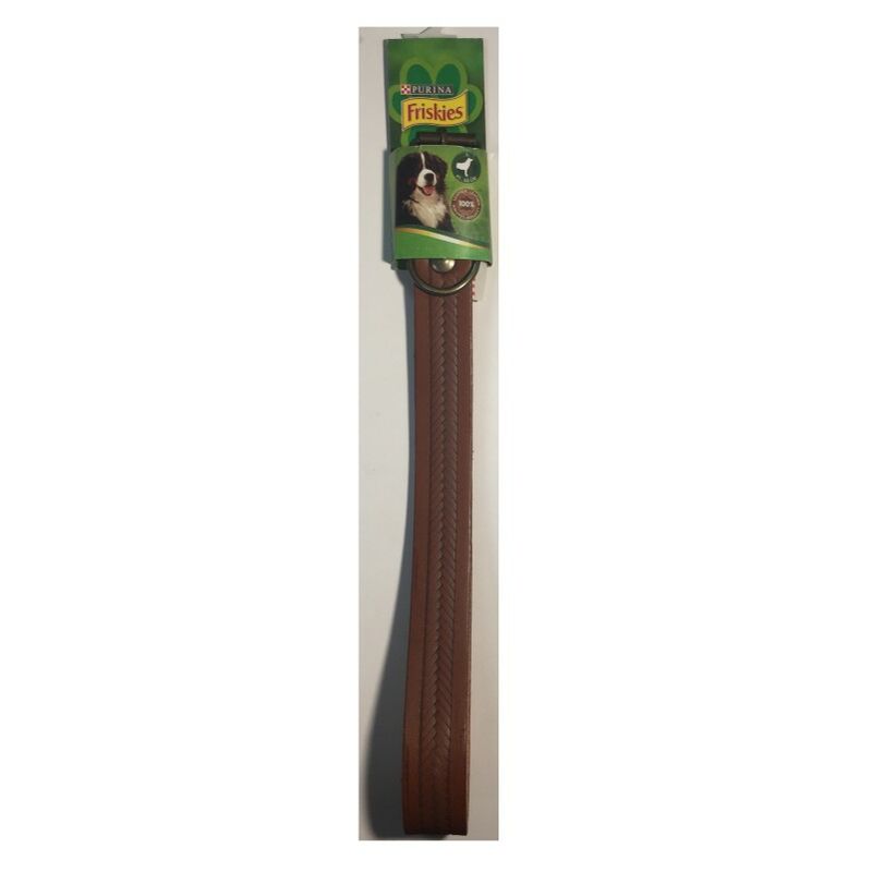 foto del prodotto collare per cani in pelle marrone taglia l 45 60 cm codice qr friskies purina