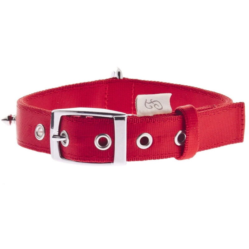foto del prodotto collare regolabile con borchie in nylon per cani 2,5 cm x 37 47cm rosso
