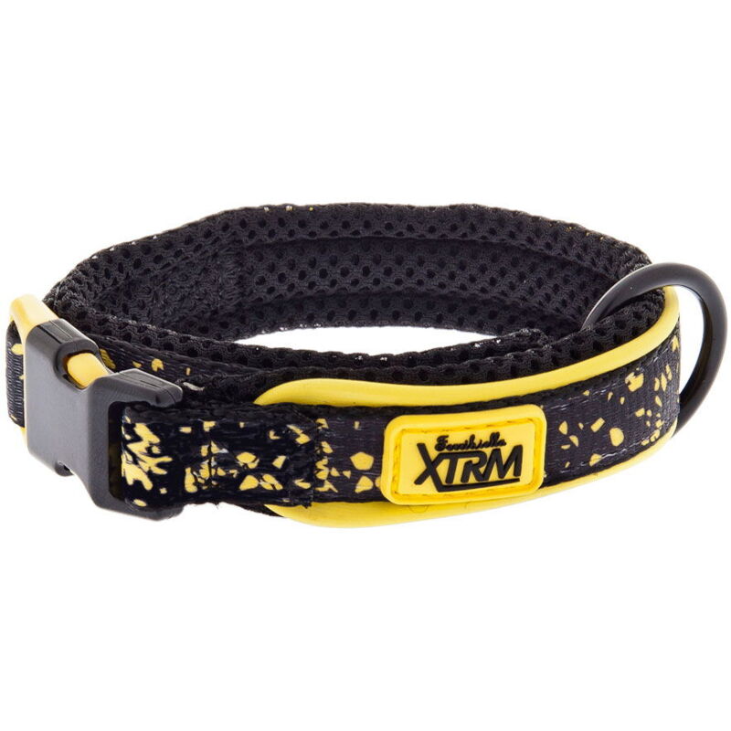 foto del prodotto collare resistente in mesh traspirante non strappa il pelo e non irrita la cute con bordo riflettente modello xtrm per cani 2,5 x 45 55 cm nero