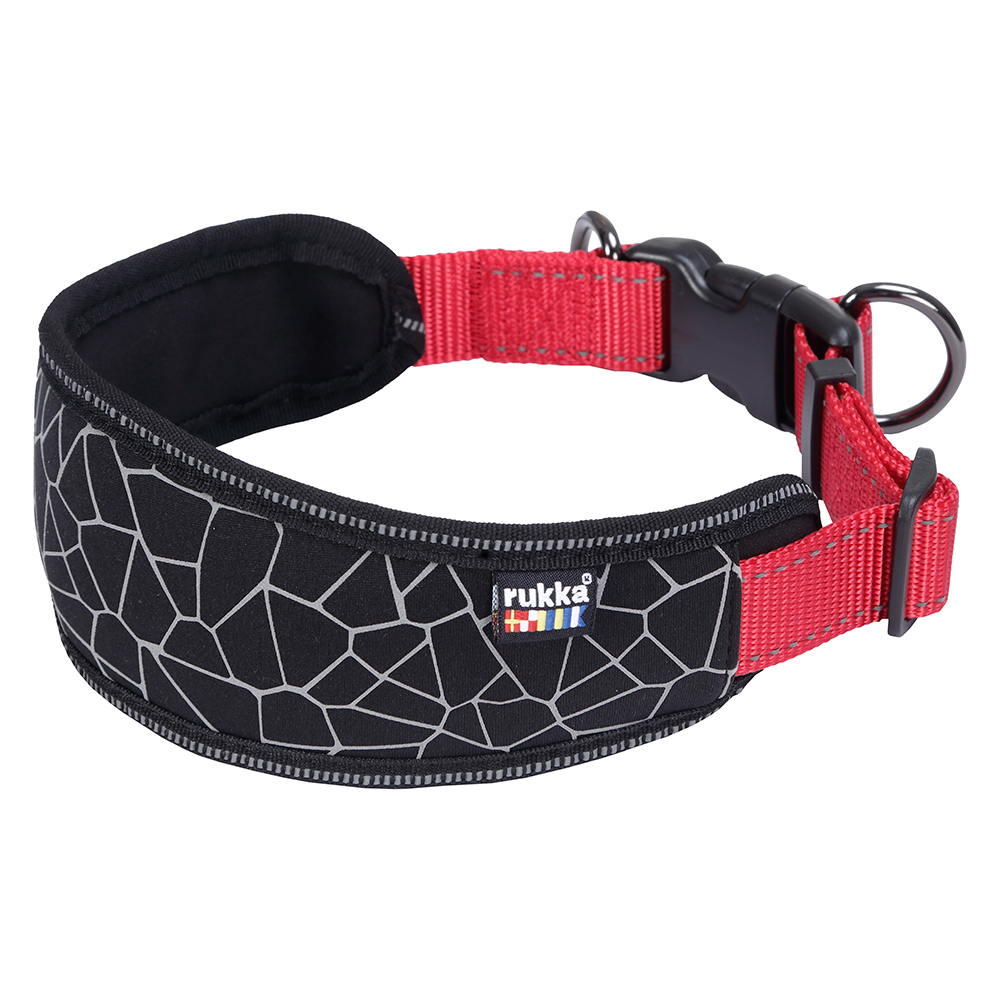 foto del prodotto collare rukka cube soft, rosso nero tg. l circonferenza 45 70 cm x h 3 cm