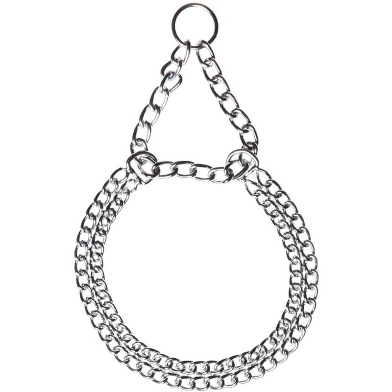 foto del prodotto collare semistrozzo a 3 file in acciaio cromato per cani 50 cm collare