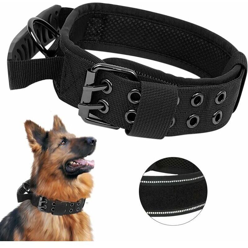 foto del prodotto collare tattico per cani migliorato con maniglia di controllo, collare imbottito regolabile xl, nero ymyny