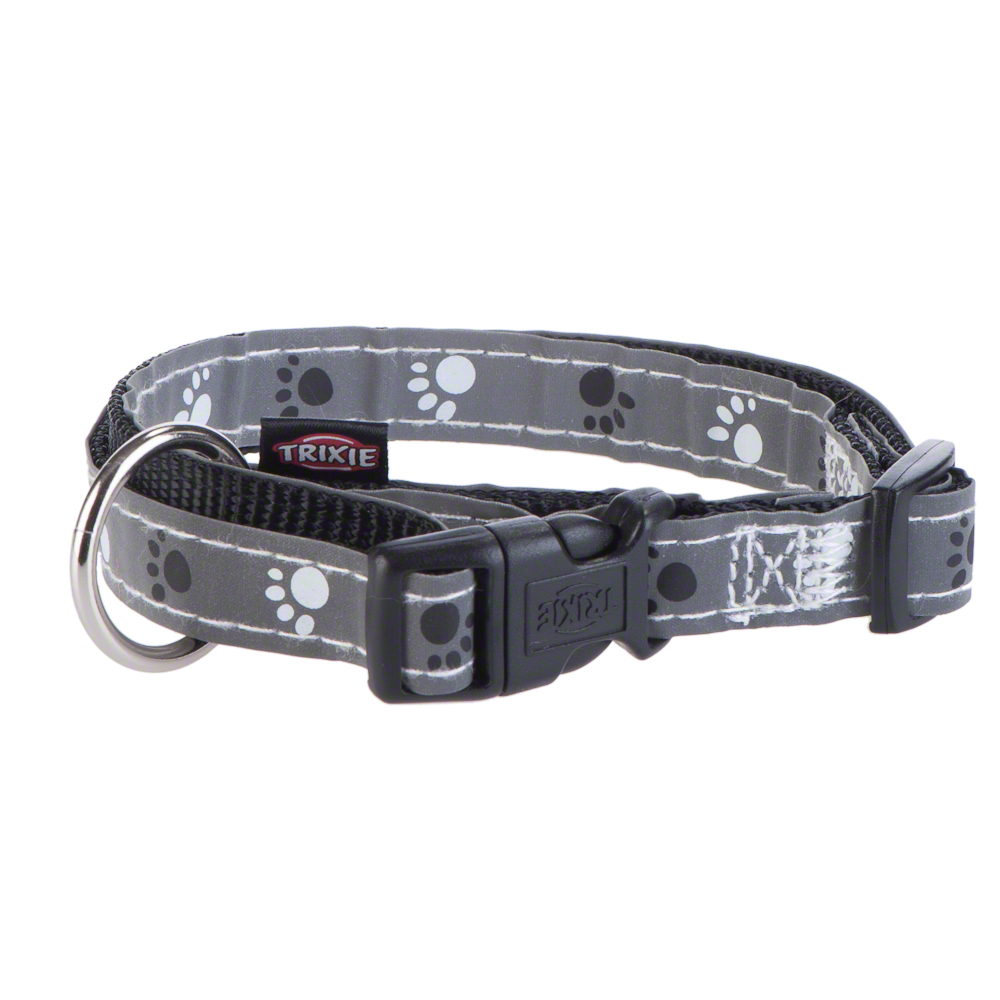 foto del prodotto collare trixie silver reflect con motivo a zampine tg. s m circonferenza 30 45 cm x h 1,5 cm