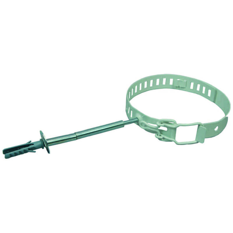 foto del prodotto collari fermatubo per stufe smaltato bianco cm.8 14 regolabile, con tassello mm.8x40