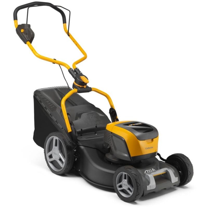 foto del prodotto collector 548e kit tagliaerba a batteria, piatto in acciaio 48 cm, sacco 60 l, batteria 48v 4ah stiga