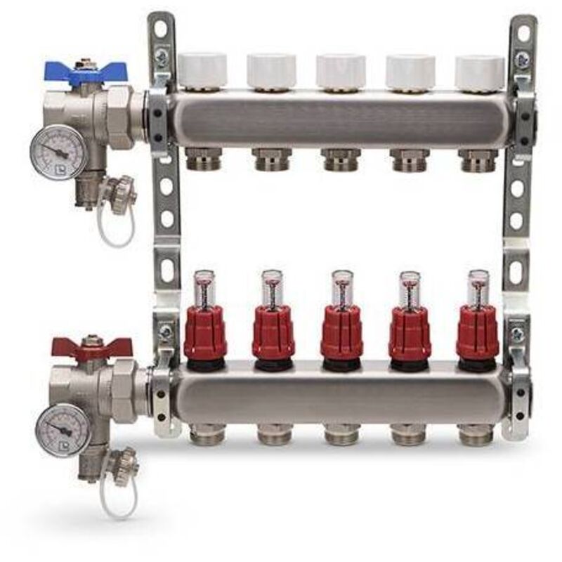 foto del prodotto collettore di distribuzione in acciaio inox completo aton misura 8 vie 1 x 3 4