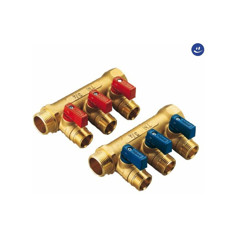 foto del prodotto collettore lineare per sanitari in ottone modello nino 3 4x1 2 2 vie tiemme