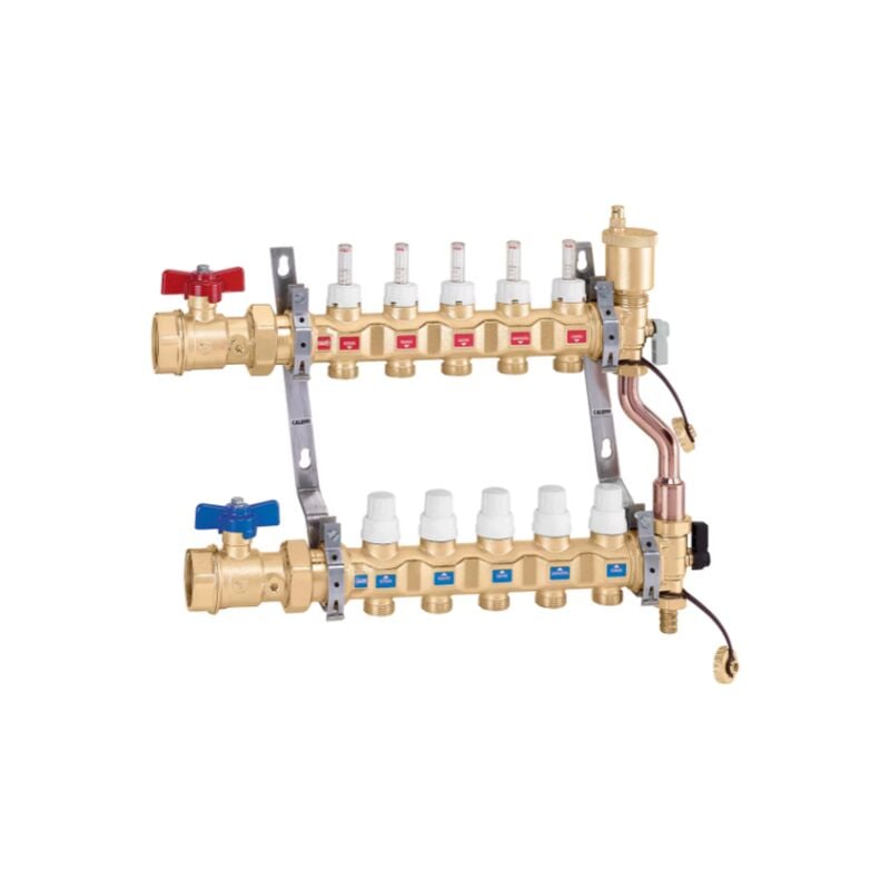 foto del prodotto collettore premontato attacco 1 1 4 f, 14 derivazioni 3 4 m caleffi 6687p5s1 1 1 4 f 14