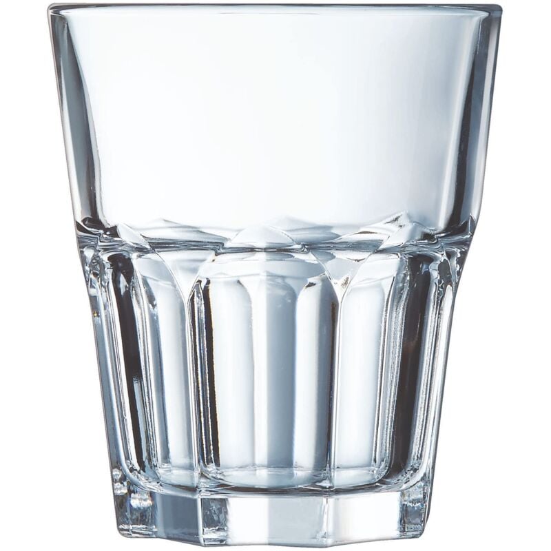 foto del prodotto collezione granity 6 bicchieri bassi da 27 cl in vetro temperato impilabili uso professionale estremamente resistenti imballaggio rinforzato