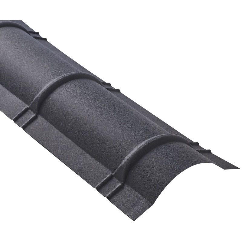 foto del prodotto colmo semicircolare per copertura in acciaio zincato laccato opaco aspetto tegola l 2,1 m grigio antracite opaco, l 2,1 m